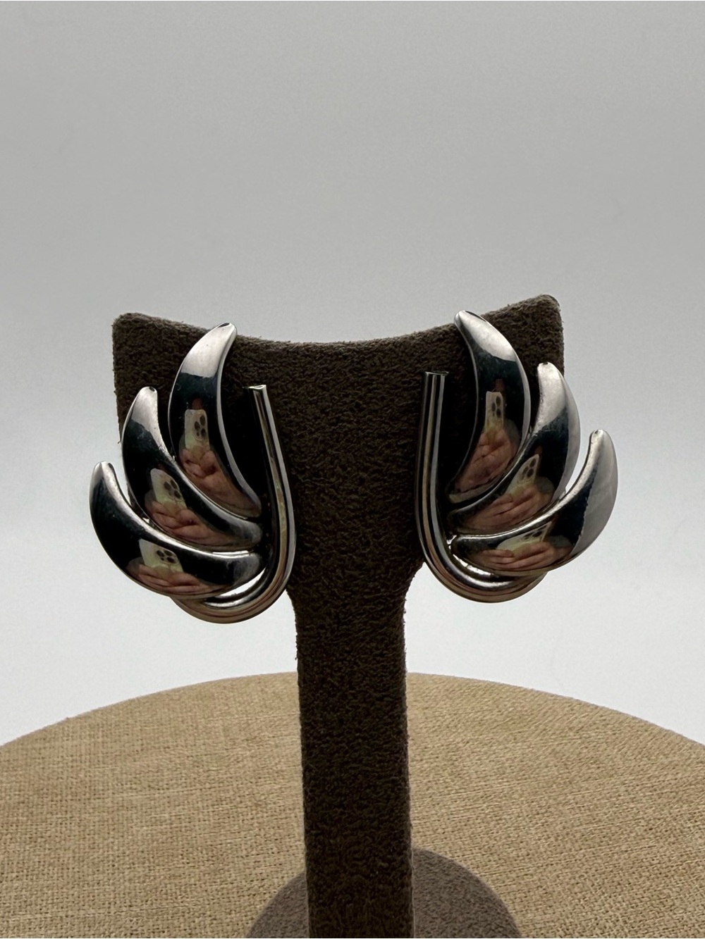 Alice Silver Sculpted Leaf Clip-On Earrings